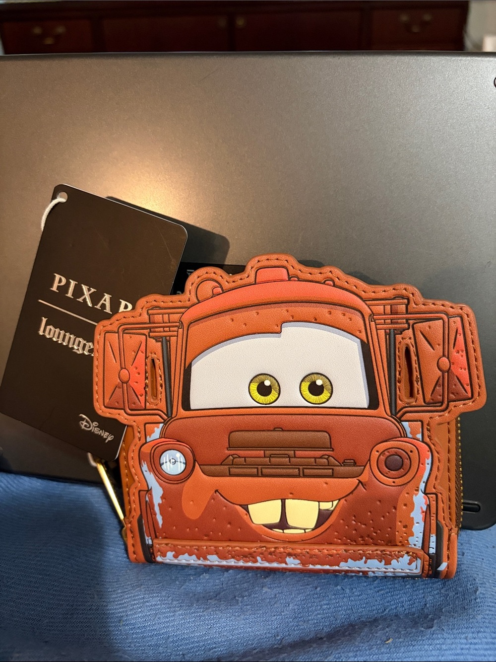 Loungefly Pixar Mater Kids Wallet - Rust Orange with Yellow Eyes